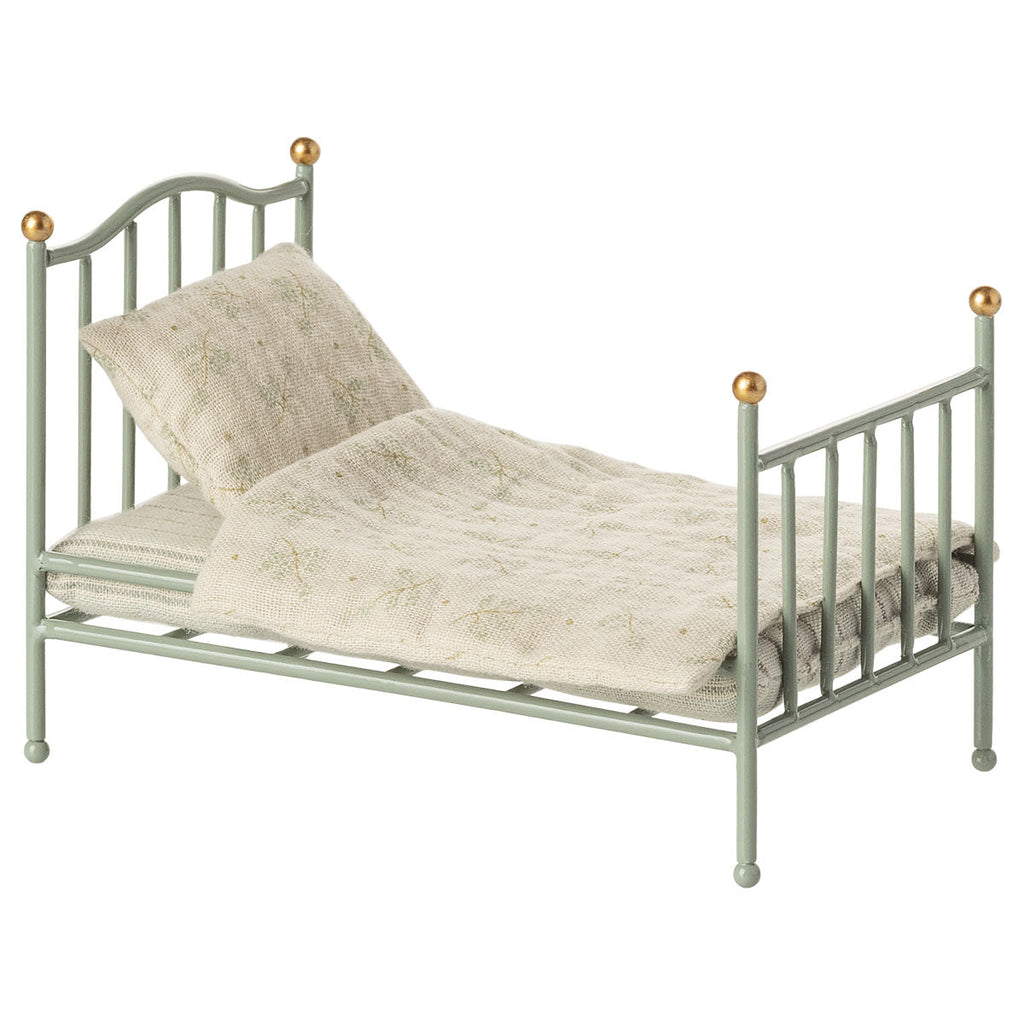 Maileg Vintage Single Bed, Mouse - Mint - PREORDER - due September