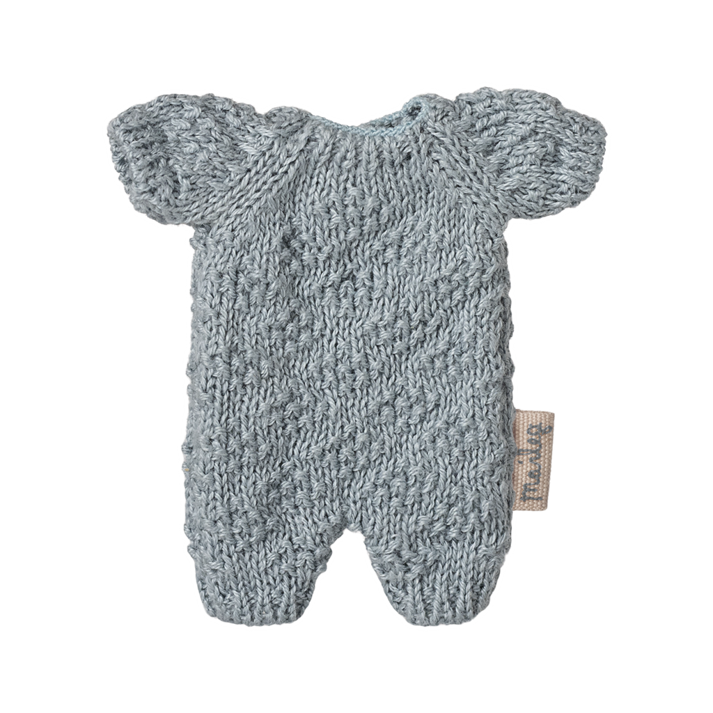 Maileg Knitted Suit, Micro Clothes - Blue - PREORDER - due October