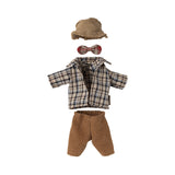 Toy mouse Plaid shirt, pants, hat, and bow tie set on a white background