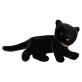 Black plush toy cat on a white background