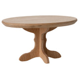 childrens dollshouse Wooden round table with a pedestal base on a white background