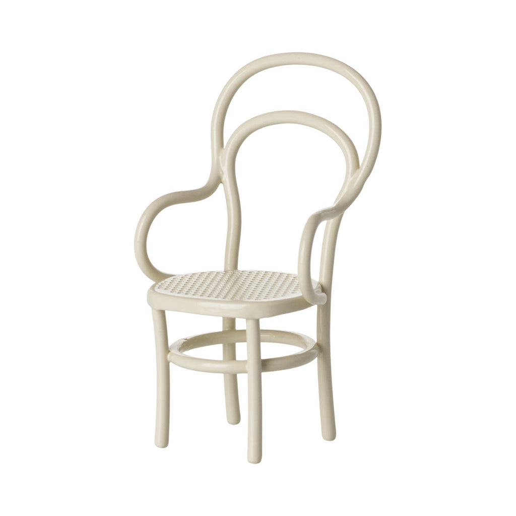 childrens dollshouse  White chair with a minimalist design on a white background