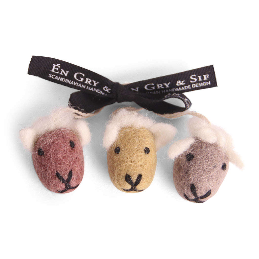 En Gry & Sif Set of Three Mini Sheep Faces Colour
