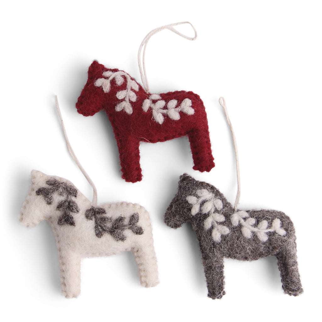 En Gry & Sif Dala Horses Classic Ornaments Set of Three