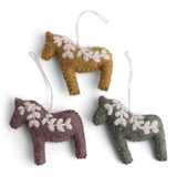 En Gry & Sif Dala Horses Burnt Colours Ornaments Set of Three