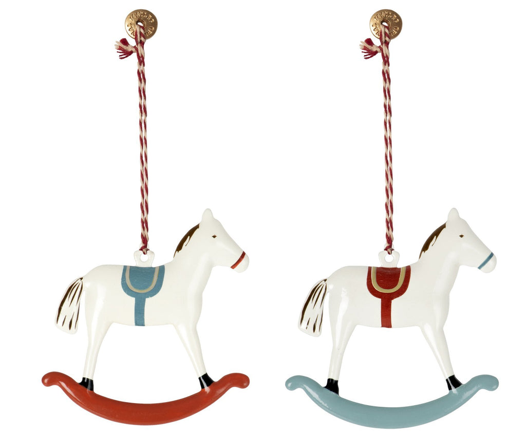 Maileg Metal Rocking Horse Ornament Set of Two