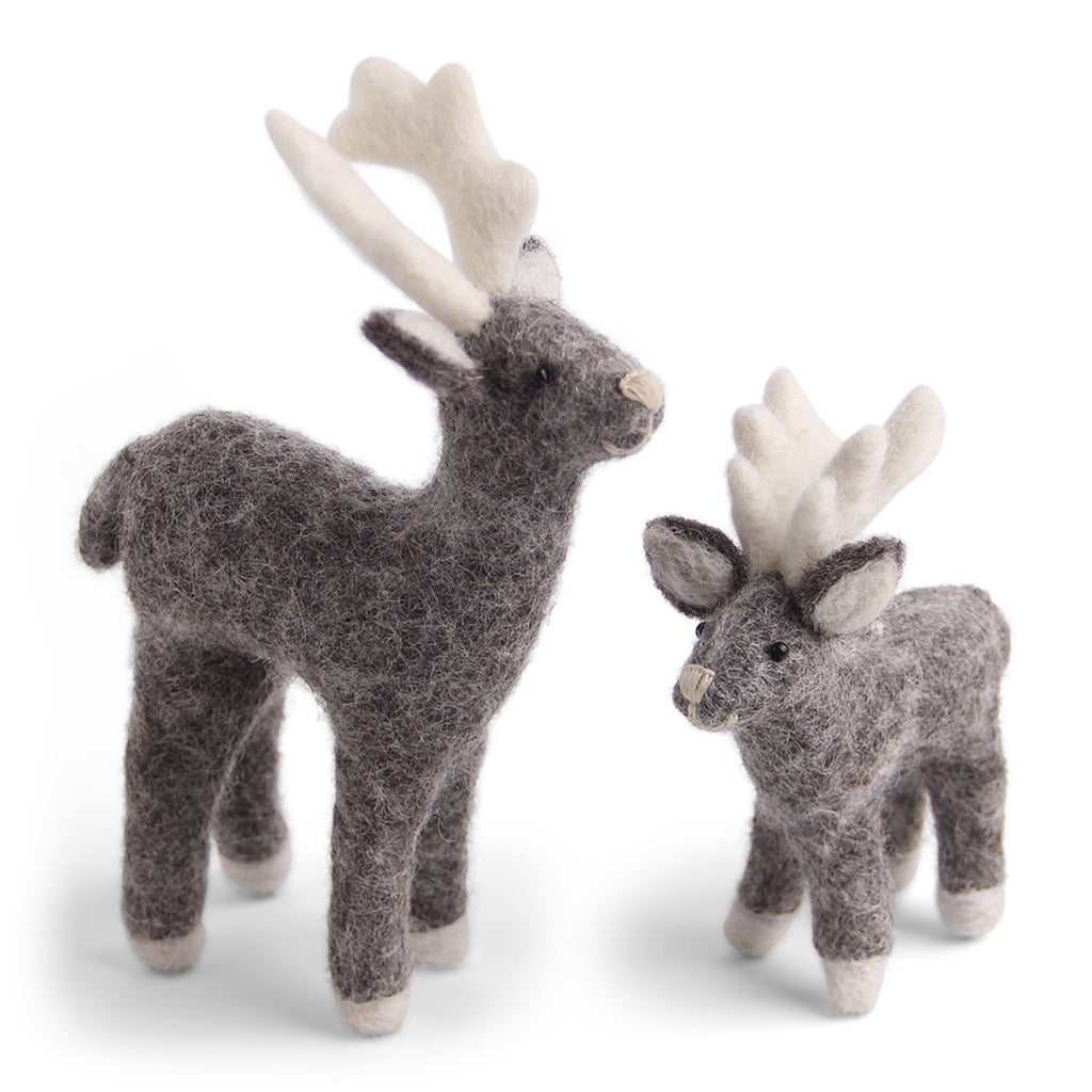En Gry & Sif Mother & Baby Reindeer Natural Grey