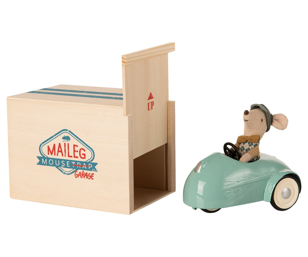 Maileg Mouse Car with Garage Blue