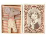 Maileg Baby Girl Sleepy Wakey Matchbox Mouse Small Dotty