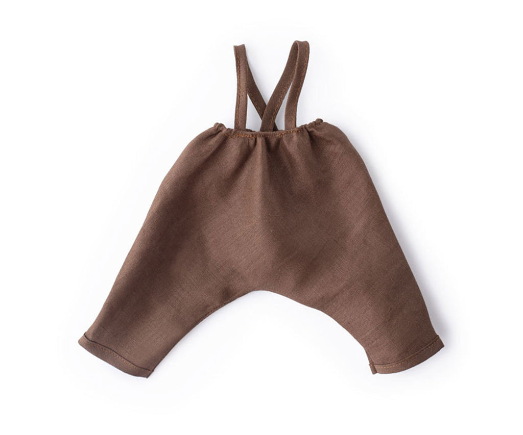 Hazel Village Linen Overalls For Dolls - Twig Brown