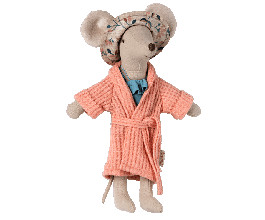 Maileg Bathrobe Coral - Mouse