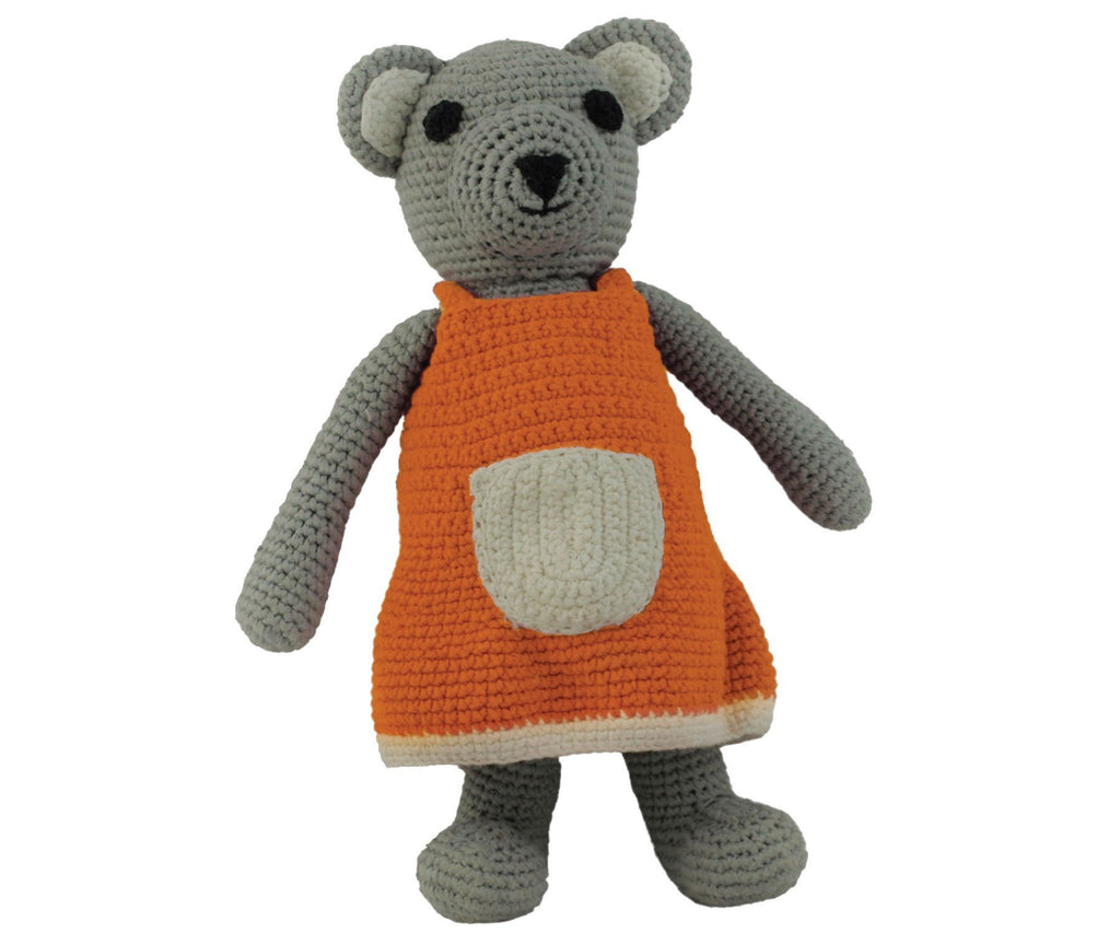 Yawama of Sweden Crochet Bear in Orange Dress