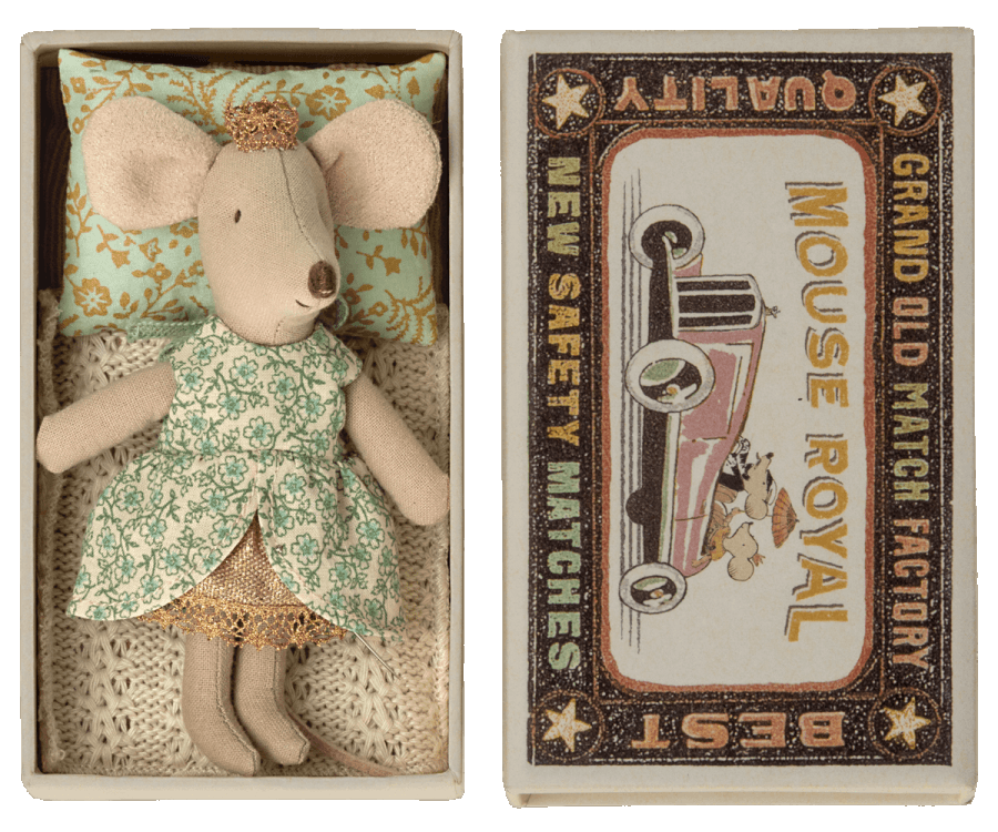 Maileg Little Sister Princess Mouse in a Matchbox