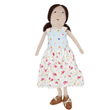 Laura Long Hand Knitted Big Dolly Brown Hair Blue Dotty - Bijou Lifestyle